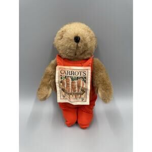 Vintage Tender Heart Treasures Teddy Bear Carrots No Hat 11” READ DETAILS